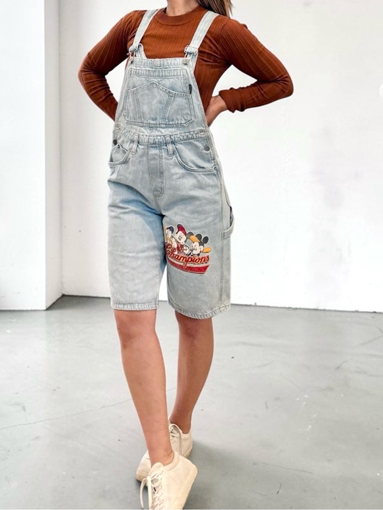 Disney Pants - Disney Jerry Leigh Rare 1980s Mickey Mouse Short Denim Overalls Dungarees Small